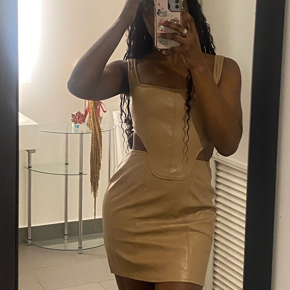Missguided Tan Backless Dress